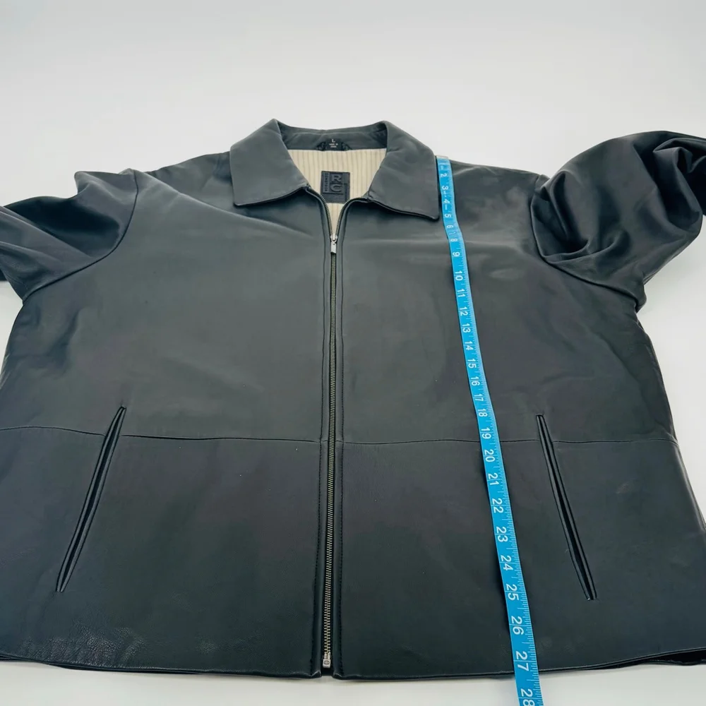 Robert Comstock Expedition Black Leather Jacket L